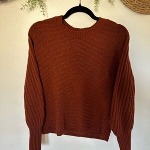 Pink Rose Warm Rust Crew Neck Sweater